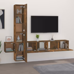 vidaXL Set di Mobili Porta TV 5 pz Rovere Fumo in Legno Multistrato - Vista aggiuntiva 3