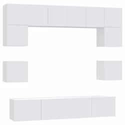 vidaXL Set Mobili Porta TV 8pz Bianco in Legno Multistrato - Vista aggiuntiva 2