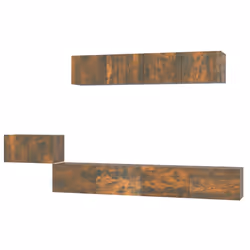 vidaXL Set di Mobili Porta TV 5 pz Rovere Fumo in Legno Multistrato - Vista aggiuntiva 2