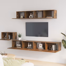 vidaXL Set di Mobili Porta TV 5 pz Rovere Fumo in Legno Multistrato - Vista aggiuntiva 3