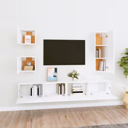 vidaXL Set di Mobili Porta TV 5 pz Bianco in Legno Multistrato - Vista aggiuntiva 3