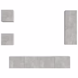 vidaXL Set di Mobili Porta TV 5 pz Grigio Cemento in Legno Multistrato - Vista aggiuntiva 2