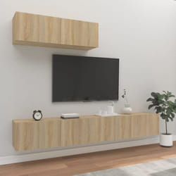 3 pz Set di Mobili Porta tv, Tavolino tv Per Salotto Rovere Sonoma in Legno Multistrato Vidaxl