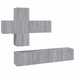 vidaXL Set di Mobili Porta TV 7 pz Grigio Sonoma in Legno Multistrato - Vista aggiuntiva 2