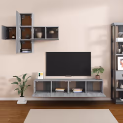 vidaXL Set di Mobili Porta TV 7 pz Grigio Sonoma in Legno Multistrato - Vista aggiuntiva 3