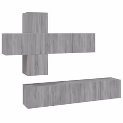vidaXL Set di Mobili Porta TV 7 pz Grigio Sonoma in Legno Multistrato - Vista aggiuntiva 2
