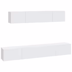 vidaXL Set di Mobili Porta TV 4 pz Bianco in Legno Multistrato - Vista aggiuntiva 2