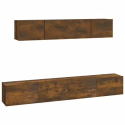 vidaXL Set di Mobili Porta TV 4 pz Rovere Fumo in Legno Multistrato - Vista aggiuntiva 2