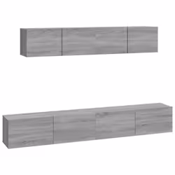 vidaXL Set di Mobili Porta TV 4 pz Grigio Sonoma in Legno Multistrato - Vista aggiuntiva 2