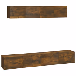 vidaXL Set di Mobili Porta TV 4 pz Rovere Fumo in Legno Multistrato - Vista aggiuntiva 2