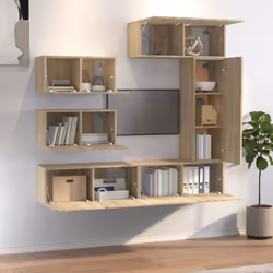 vidaXL Set di Mobili Porta TV 6 pz Rovere Sonoma in Legno Multistrato - Vista aggiuntiva 3