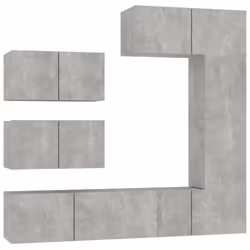 vidaXL Set di Mobili Porta TV 6 pz Grigio Cemento in Legno Multistrato - Vista aggiuntiva 2