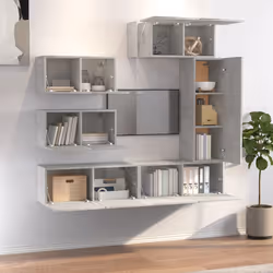 vidaXL Set di Mobili Porta TV 6 pz Grigio Cemento in Legno Multistrato - Vista aggiuntiva 3