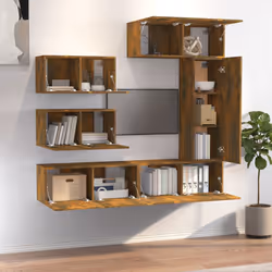 vidaXL Set di Mobili Porta TV 6 pz Rovere Fumo in Legno Multistrato - Vista aggiuntiva 3