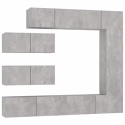 vidaXL Set di Mobili Porta TV 7 pz Grigio Cemento in Legno Multistrato - Vista aggiuntiva 2