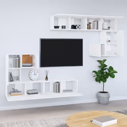 vidaXL Mobile Porta TV a Parete Bianco in Legno Multistrato - Vista aggiuntiva 3