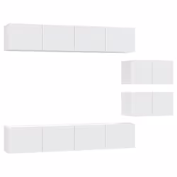 vidaXL Set di Mobili Porta TV 6 pz Bianco in Legno Multistrato - Vista aggiuntiva 2