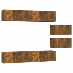 vidaXL Set di Mobili Porta TV 6 pz Rovere Fumo in Legno Multistrato - Vista aggiuntiva 2