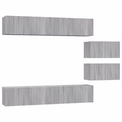 vidaXL Set di Mobili Porta TV 6 pz Grigio Sonoma in Legno Multistrato - Vista aggiuntiva 2