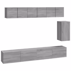 vidaXL Set di Mobili Porta TV 6 pz Grigio Sonoma in Legno Multistrato - Vista aggiuntiva 2