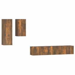 vidaXL Set di Mobili Porta TV 4 pz Rovere Fumo in Legno Multistrato - Vista aggiuntiva 2