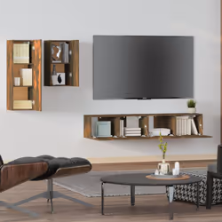 vidaXL Set di Mobili Porta TV 4 pz Rovere Fumo in Legno Multistrato - Vista aggiuntiva 3