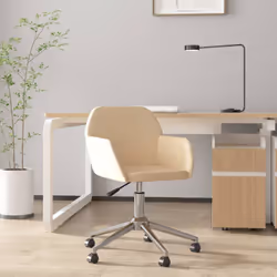 Questa elegante sedia da ufficio girevole è la combinazione perfetta di eleganza e comfort, caratterizzata da un design minim ...
