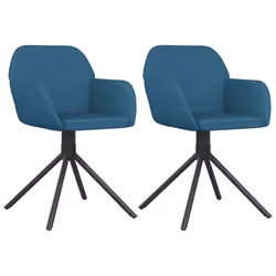 vidaXL Sedie da Pranzo Girevoli 2 pz Blu in Velluto - Vista aggiuntiva 2