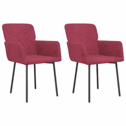 vidaXL Sedie da Pranzo 2 pz Rosso Vino in Velluto - Vista aggiuntiva 2