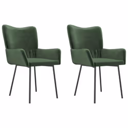 vidaXL Sedie da Pranzo 2 pz Verde Scuro in Velluto - Vista aggiuntiva 2