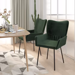 vidaXL Sedie da Pranzo 2 pz Verde Scuro in Velluto - Vista aggiuntiva 3