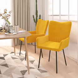 vidaXL Sedie da Pranzo 2 pz Gialle in Velluto - Vista aggiuntiva 3