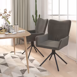 vidaXL Sedie da Pranzo Girevoli 2 pz Grigio Scuro in Velluto - Vista aggiuntiva 3