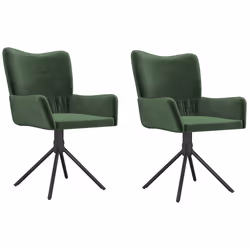 vidaXL Sedie da Pranzo Girevoli 2 pz Verde Scuro in Velluto - Vista aggiuntiva 2
