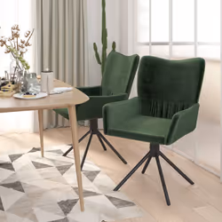 vidaXL Sedie da Pranzo Girevoli 2 pz Verde Scuro in Velluto - Vista aggiuntiva 3