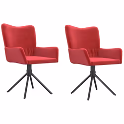vidaXL Sedie da Pranzo Girevoli 2 pz Rosso Vino in Velluto - Vista aggiuntiva 2