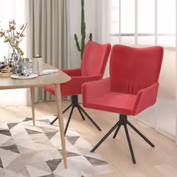 vidaXL Sedie da Pranzo Girevoli 2 pz Rosso Vino in Velluto - Vista aggiuntiva 3