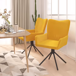 vidaXL Sedie da Pranzo Girevoli 2 pz Gialle in Velluto - Vista aggiuntiva 3