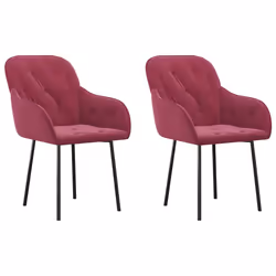 vidaXL Sedie da Pranzo 2 pz Rosso Vino in Velluto - Vista aggiuntiva 2