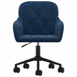 Sedia Girevole da Ufficio Blu in Velluto