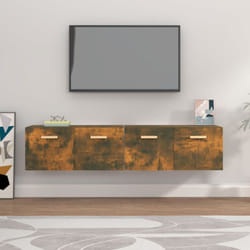 2 pz Mobili Parete, Mobili TV Parete Rovere Fumo 80x35x36, 5 cm Legno Multistrato vidaXL