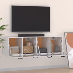 vidaXL Mobili Parete 2 pz Bianco Lucido 80x36,5x35cm Legno Multistrato - Vista aggiuntiva 3