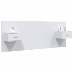 vidaXL Testiera per Letto con Comodini in Legno Multistrato Bianco - Vista aggiuntiva 3