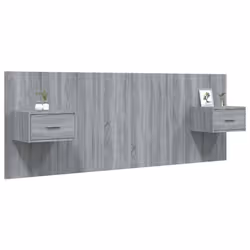 vidaXL Testiera Letto con Comodini in Legno Multistrato Grigio Sonoma - Vista aggiuntiva 3