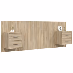 vidaXL Testiera Letto con Comodini in Legno Multistrato Rovere Sonoma - Vista aggiuntiva 3