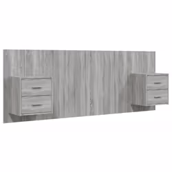 vidaXL Testiera Letto con Comodini in Legno Multistrato Grigio Sonoma - Vista aggiuntiva 2