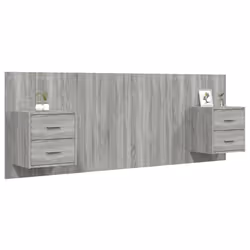 vidaXL Testiera Letto con Comodini in Legno Multistrato Grigio Sonoma - Vista aggiuntiva 3