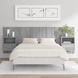 vidaXL Testiera Letto con Comodini in Legno Multistrato Grigio Sonoma