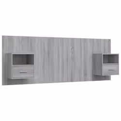 vidaXL Testiera Letto con Comodini in Legno Multistrato Grigio Sonoma - Vista aggiuntiva 2