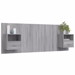 vidaXL Testiera Letto con Comodini in Legno Multistrato Grigio Sonoma - Vista aggiuntiva 3